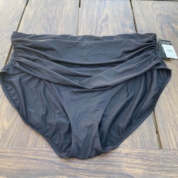 Ralph Lauren High Waisted Rauched Bikini Bottom Black 22 W - Picture 1 of 9